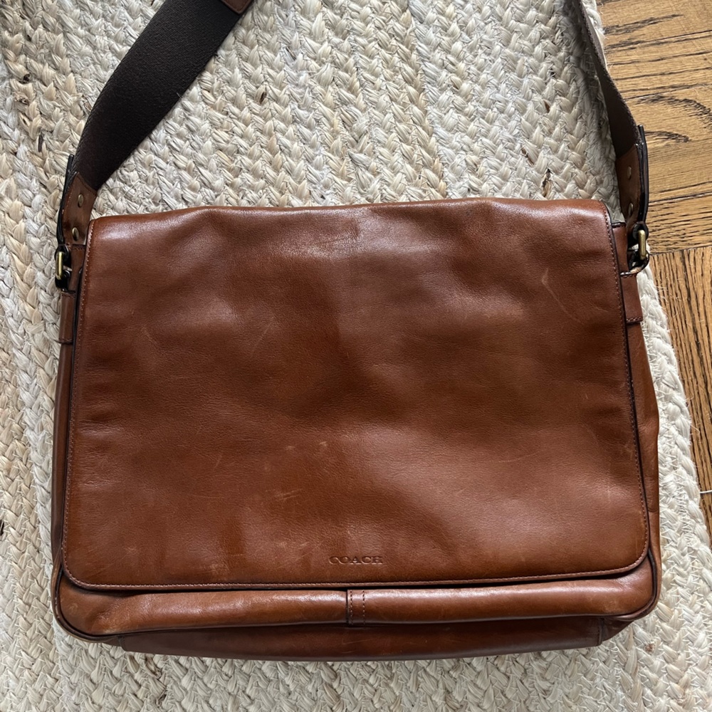 Men's Coach messenger bag brown leather